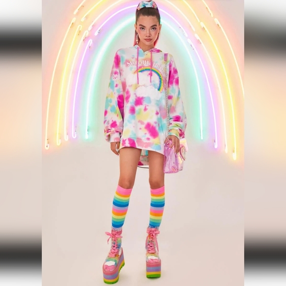 🆕️SzL My Little Pony Rainbow Friendship Is Magic Tie Dye Oversized Hoodie - Picture 3 of 6